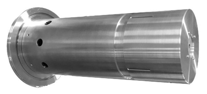 Photo of plug&play 50kV ECR ion source mounted on Ø160mm flange