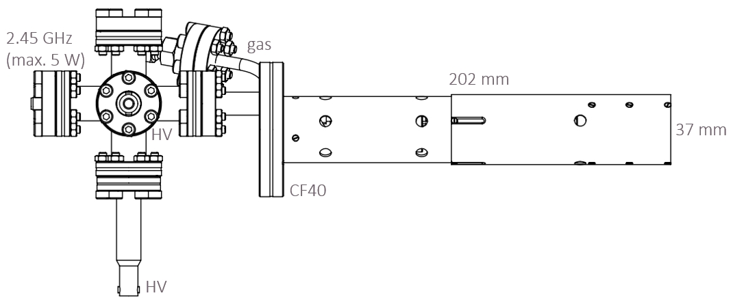 Schematic diagram of TES-Ion mill, with dimensions